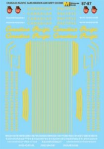 Microscale 87-87 HO Scale - CP Diesels - Cabs - Maroon & Grey Scheme - Waterslide Decal