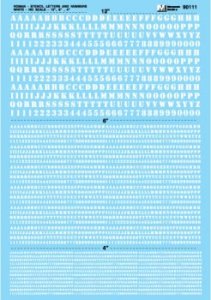 Microscale 90111 - HO Roman Stencil Letters & Numbers - White - 12, 6, 4inch - Waterslide Decals