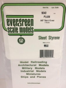Evergreen Scale Models 9040 - .040in Plain Opaque White Polystyrene Sheet (2 Sheets)