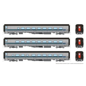 Rapido 9062004 - HO Hawker Siddeley Tempo Train: VIA Set #2: Club 321, CBL 343, Coach 368
