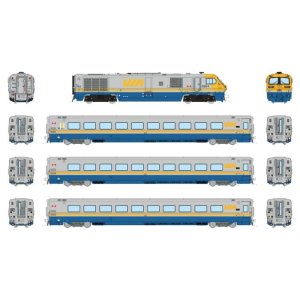 Rapido 9113001 - HO LRC Trainset (DC/Silent): VIA Rail: Set #1 (#6904 + 3458, 3313, 3345)