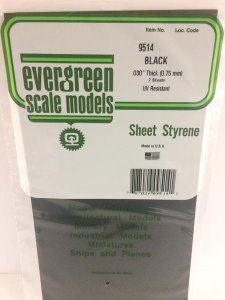 Evergreen Scale Models 9514 - Plain Opaque Black Polystyrene Sheet .030In x 6In x 12In (2 pcs pkg...