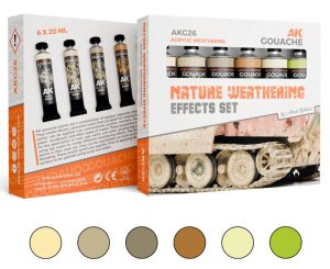 AK Interactive G26 - AK Gouache: Nature Weathering Effects Paint Set (6x 20ml Tubes)
