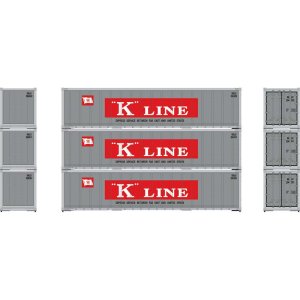 Athearn 63394 - HO 40Ft Smooth Side Containers - K-Line KKLU #2 (3pkg)
