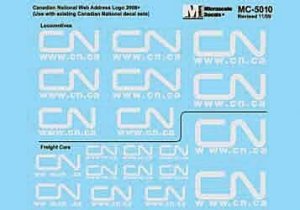 Microscale Decal 5007 - HO Canadian National - CN -- Mini-Cal Locos & Freight Cars (Noodle Logo w...