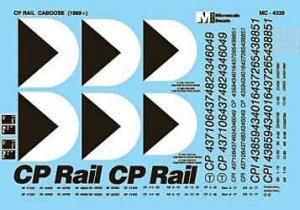 Microscale Decals 4339 - HO Scale Canadian Pacific - CP -- Mini-Cal Cabooses (1969+) - Decal