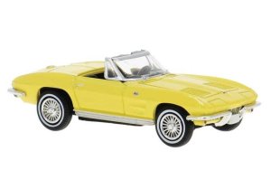 Brekina 18030 - HO Scale Chevrolet Corvette C2 Convertible - Assembled -- Top Down (light yellow)