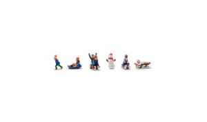 Woodland Scenics 1966 - HO Children Sledding - Scenic Accents - 5 Children, Snowman