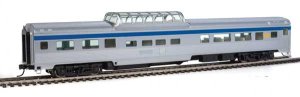 Walthers MainLine HO 30405 85 Ft Budd Dome Coach - Ready to Run - Via Rail Canada (silver, blue, ...