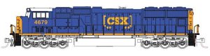 Kato 1767681 - N Scale EMD SD70M with Flat Radiators - Standard DC -- CSX #4697 (blue, yellow, Bo...