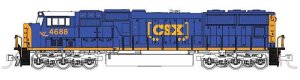 Kato 1767617 - N Scale EMD SD70M with Flat Radiators - Standard DC -- CSX #4688 Spirit of Tampa (...