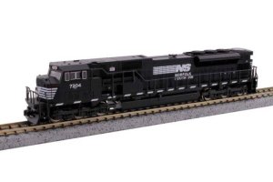 Kato 176-5518 - N Scale EMD SD80MAC - Standard DC -- Norfolk Southern #7227 (black, white, Dashed...