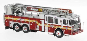 Brekina 870691 - HO Ferrara Ultra Ladder Truck #83 - NYFD
