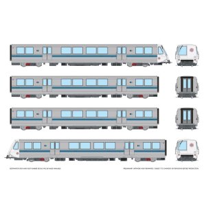 Rapido 204507 - HO Scale Bay Area Rapid Transit (DC/DCC/Sound): A-B-B-A Train - Bicentennial Logo