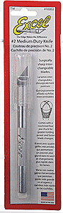 Excel Hobby 16002 - K2 Medium Duty Round Aluminum Handle Knife -- Carded w/Safety Cap