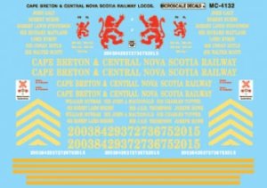 Microscale Decals MC-4132 - HO Scale - Cape Breton & Central Nova Scotia Diesels (1993+) - Decal