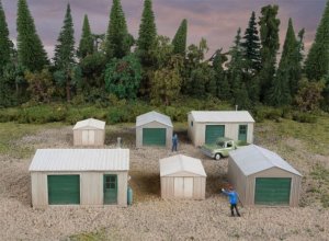Walthers Cornerstone 4123 - HO Metal Yard Shed - Kit Set of 2 each 3 styles 