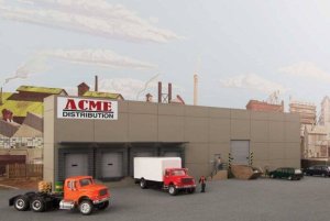 Walthers Cornerstone 4071 - HO Scale Modern Concrete Warehouse Background Building -- Kit - Each:...