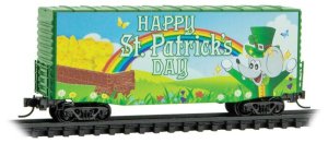 Micro Trains 10100895 - N Scale Modified Pullman-Standard 40' Hy-Cube Boxcar Micro-Mouse St. Patr...