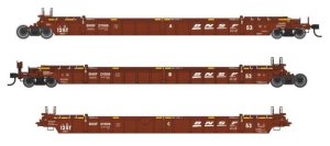 Walthers Mainline 55817 - HO Scale NSC Articulated 3-Unit 53' Well Car - Ready-to-Run -- BNSF Rai...