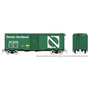 Rapido 182002-6 - HO 1937 AAR 40' Boxcar: Ontario Northland - Progressive Scheme: Single Car #909...