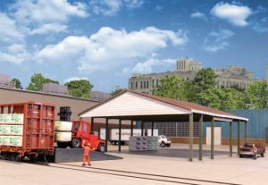 Walthers Cornerstone 4180 - HO Open Air Intermodal Shed - Transload Facility -- Kit
