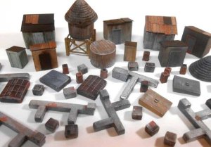 Downtown Deco 1072 - HO Scale Rooftop Details Set -- Unpainted Castings