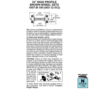 Micro Trains 003 12 012 - N 33" High-profile Wheel Sets (Brown) 100Pcs