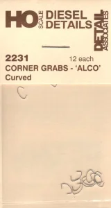 Detail Associates 2231 - HO Scale Corner Grab Irons -- For Alco Century Units pkg(12)