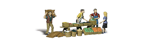 Woodland Scenics 2170 - N Scenic Accent Figures - Farmers Market Vendors & Customer - 4 pkg
