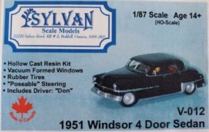 Sylvan Scale Models V-012 - HO Scale 1951 Windsor Four Door Sedan - Unpainted and Resin Cast Kit