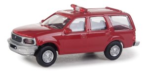 Walthers 12040 - HO SceneMaster Red Ford Expedition Special Service Vehicle with Fire Command Dec
