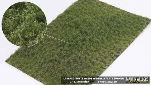 Martin Welberg Scenic Studios WB-PW243 - Layered Tufts - Late Summer w/ Weeds - 2mm-4mm - 1 Sheet