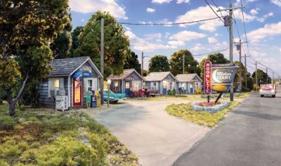Woodland Scenics 493 - N Scale Moonlite Motor Court - Built-&-Ready(R) Landmark Structure(R) -- I...