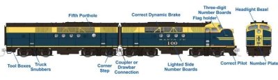 Rapido 53006 - HO EMD FT A+B Set - DC/Silent - AT&SF (Freight Scheme) #103 + 103A