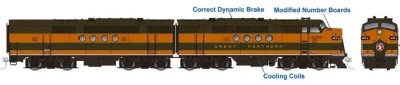 Rapido 53523 - HO EMD FT A+B Set - DC/DCC/Sound - Great Northern (GN As Delivered) #418-D + 418-C