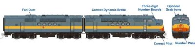 Rapido 53024 - HO EMD FT A+B Set - DC/Silent - New York Ontario & Western (NYO&W Grey Scheme) #60...