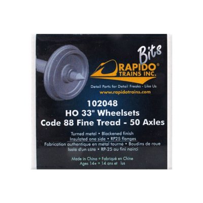 Rapido 102048 - Rapido Bits: HO scale 33" Wheelsets Code 88 x50