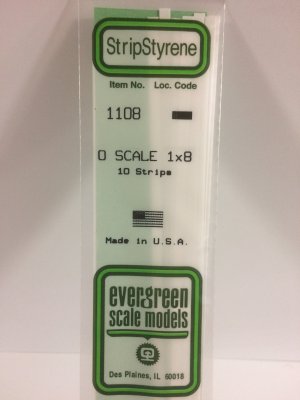 Evergreen Scale Models 1108 - .020" X .166" OPAQUE WHITE POLYSTYRENE O SCALE STRIPS (1 X 8)