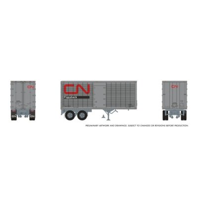 Rapido 1146011 - HO 26' Can-Car Trailer: CN Piggyback: #260121