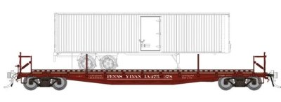 Rapido 138016 - HO F30D 50Ft TOFC Flat Car w/ Trailer - Pennsylvania PRR (Delivery) (6pkg)