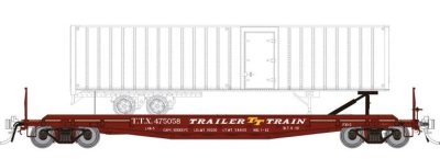 Rapido 138018-1 - HO F30D 50Ft TOFC Flat Car w/ Trailer - TTX (Late Red) #475058