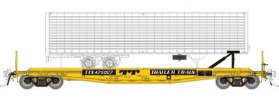 Rapido 138019-4 - HO F30D 50Ft TOFC Flat Car w/ Trailer - TTX (Early Yellow) #475230