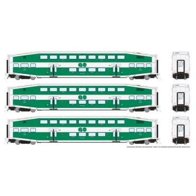 Rapido 146038 - HO BiLevel Commuter Car: GO Transit - Late: Set #3 (Coaches: 2740 2763 2779)