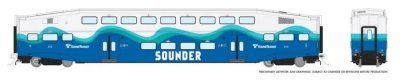 Rapido 146053 - HO Single BiLevel Commuter Car - Sounder - Unnumbered Coach