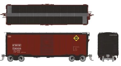 Rapido 181003 - HO 1937 AAR 40Ft Boxcar - Round Corner Ends - Erie (6pkg)
