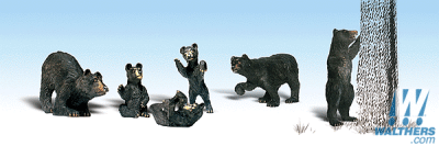 Woodland Scenics 2186 - N Scenic Accents(R) - Animal Figurines  - Black Bears (6/pkg)