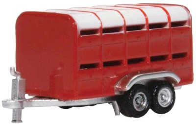 Oxford Diecast NFARM004 - N Scale 1950-2000 Red Livestock Trailer