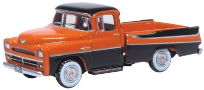Oxford Diecast 87DP57004 - HO 1957 Dodge D100 Sweptside Pick Up Truck - Omaha Orange, Jewel Black