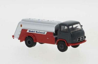 Brekina 43223 - HO 1959-1961 Borgward B 655 Tank Truck - Assembled -- Mobil (gray, red, silver, G...